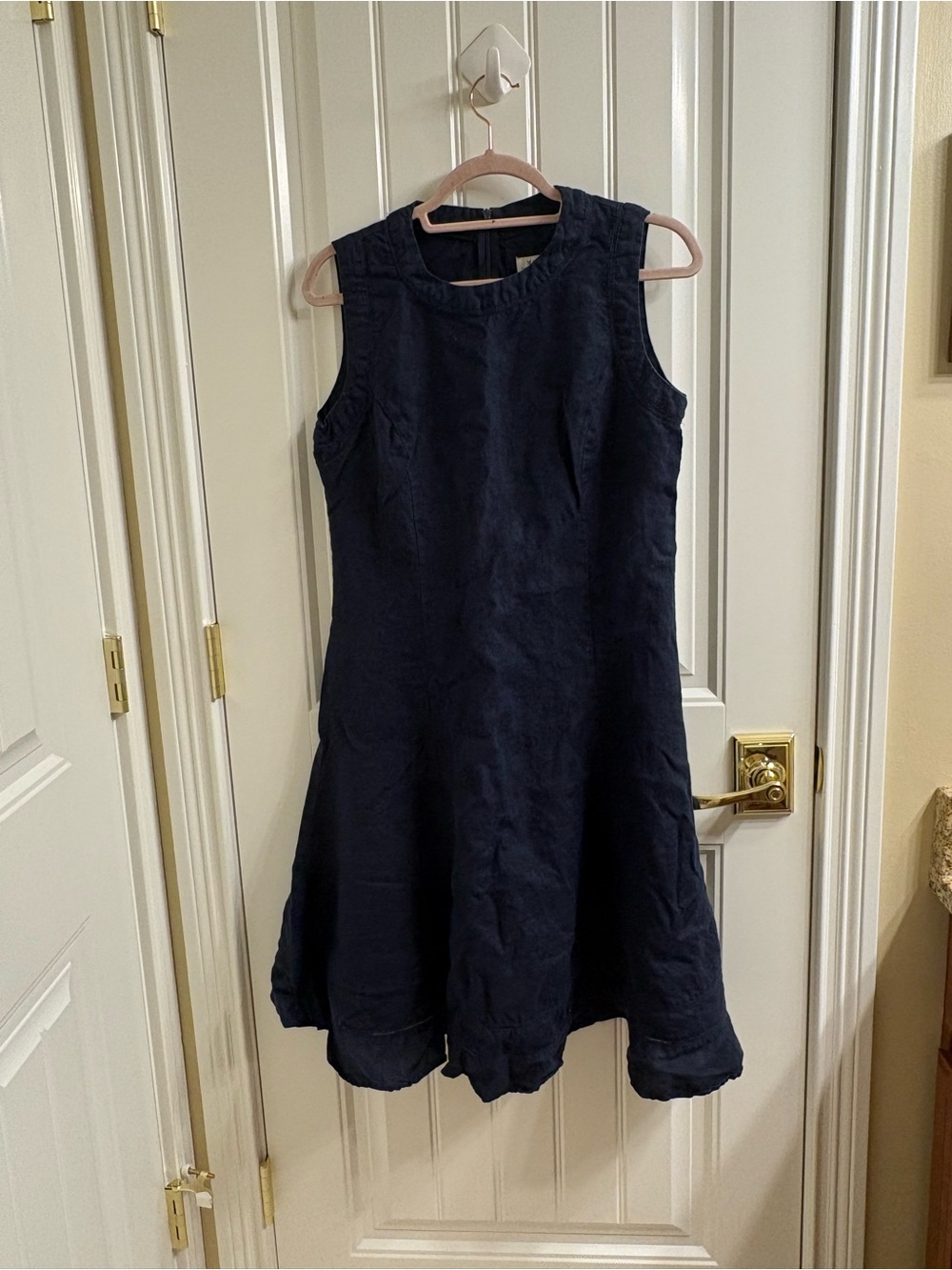 Malvin I love linen navy blue sleeveless flare skirt dress size 8